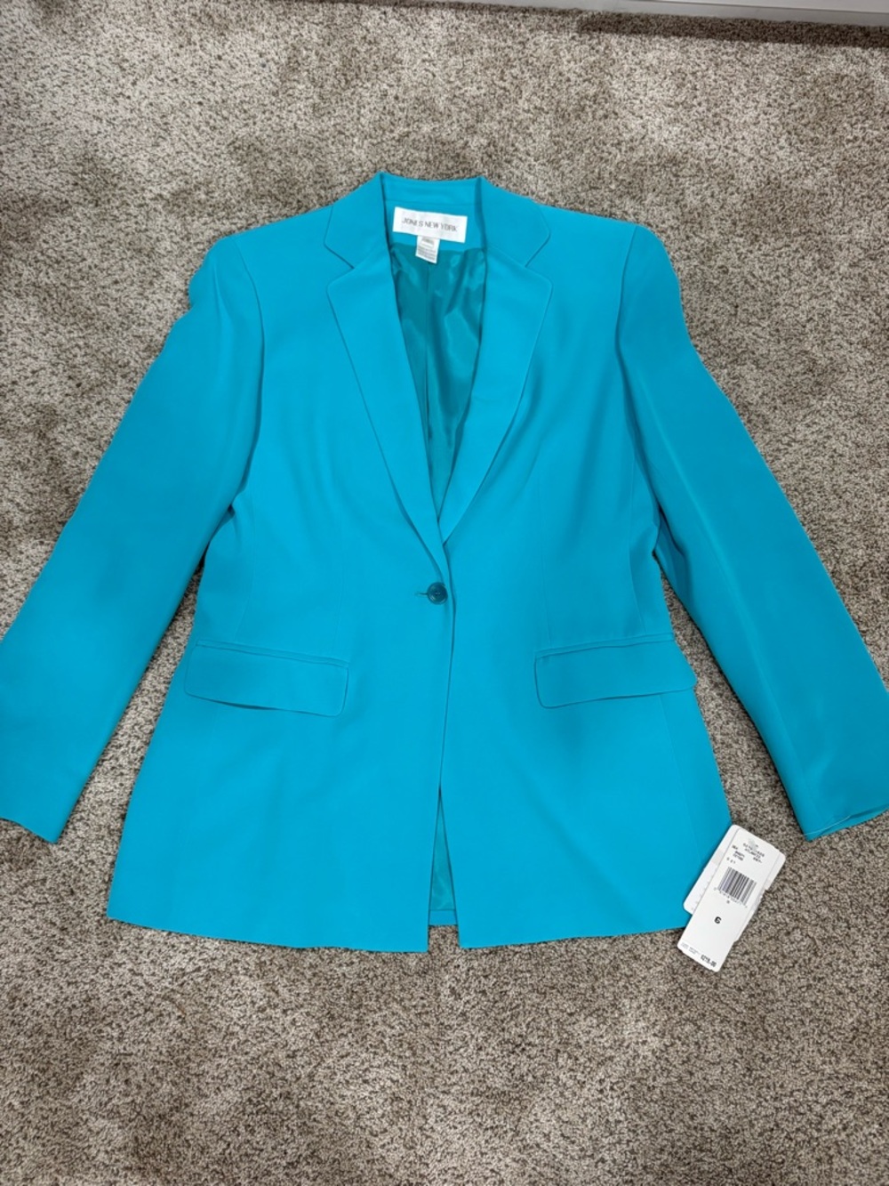 Jones New York Bright Teal Single-Button Blazer